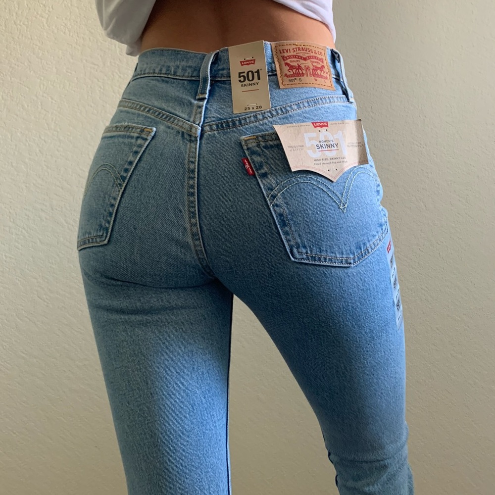 Levi’s 501 high rise skinny jean in tango raw hem - Picture 1 of 16